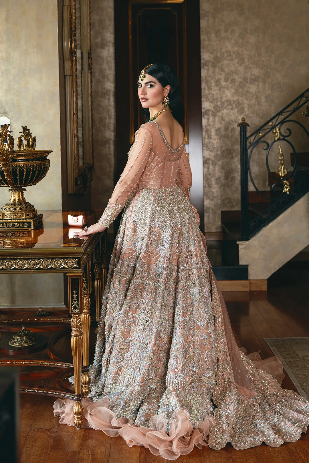 Pakistani Bridal Dress in Embellished Walima Gown Style