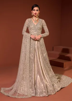 Pakistani Bridal Dress in Open Gown and Lehenga Style