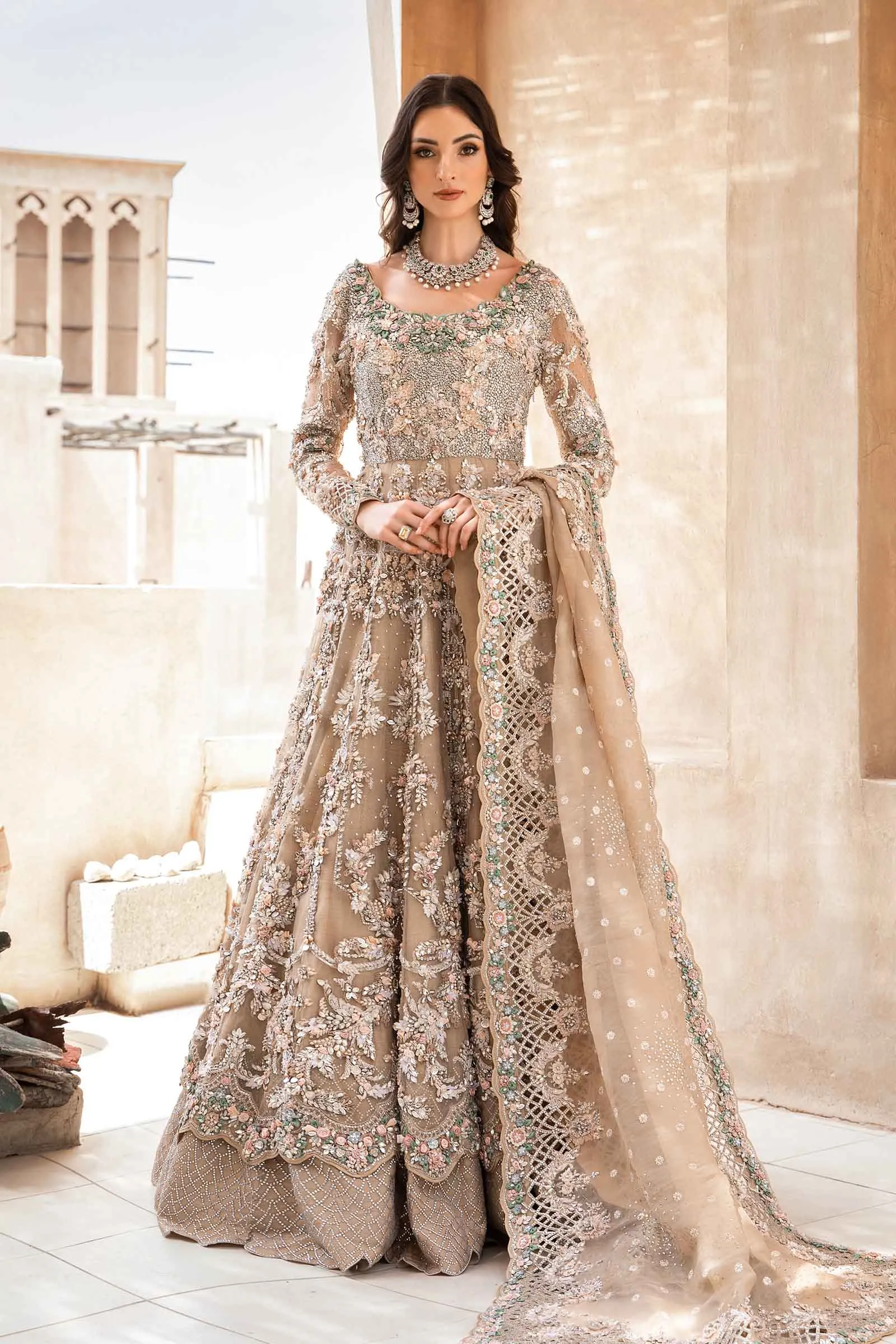 Pakistani Bridal Dress in Royal Frock and Lehenga Style