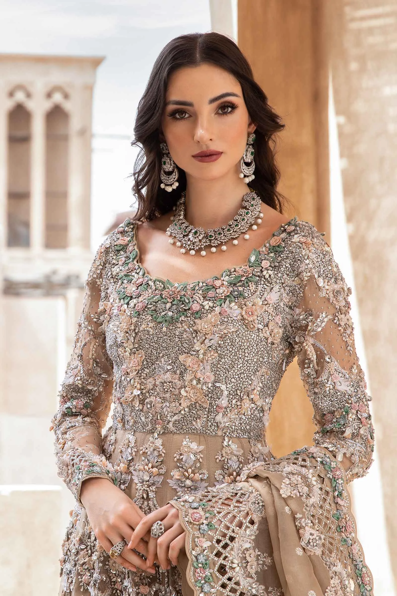 Pakistani Bridal Dress in Royal Frock and Lehenga Style
