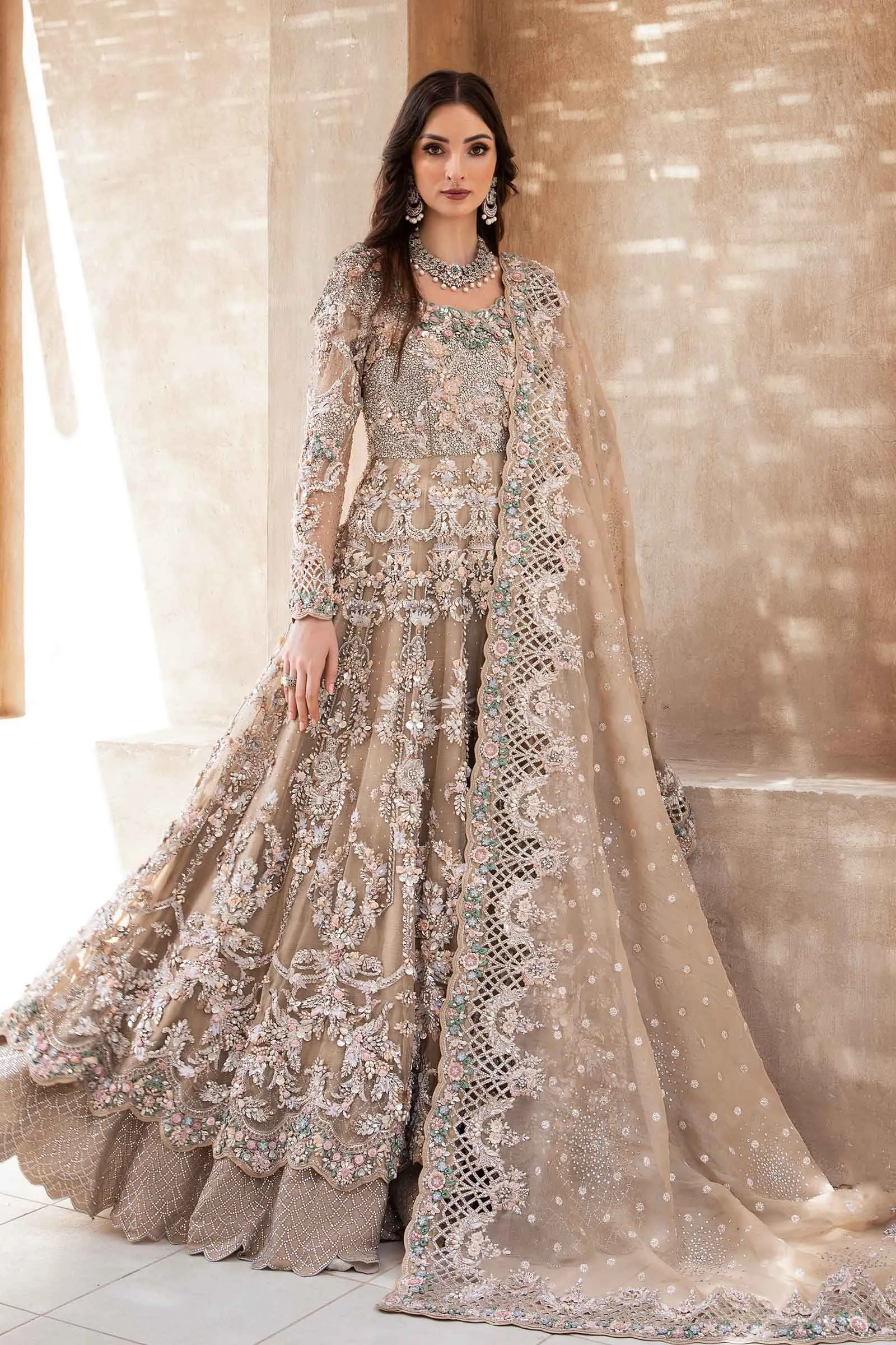 Pakistani Bridal Dress in Royal Frock and Lehenga Style