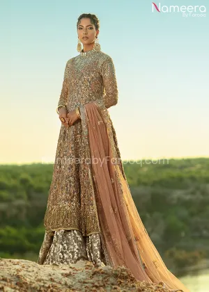 Pakistani Bridal Gown with Lehenga and Dupatta #BS665