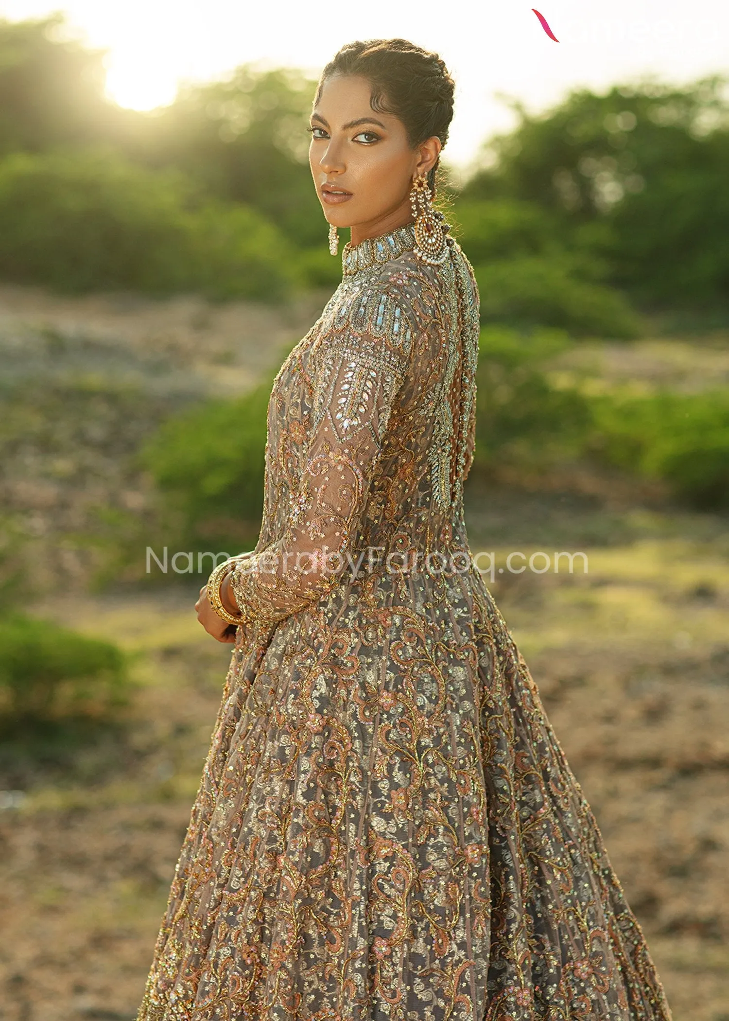 Pakistani Bridal Gown with Lehenga and Dupatta #BS665
