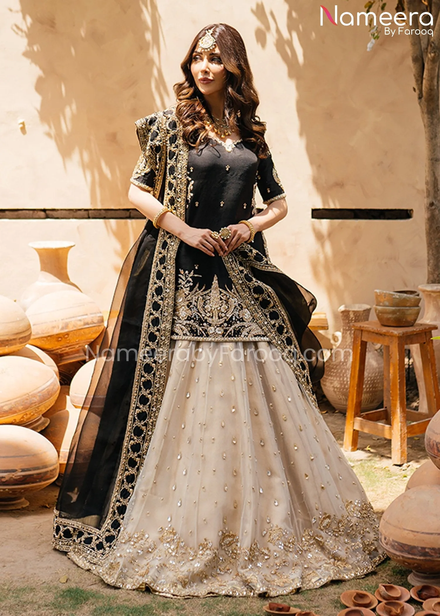 Pakistani Bridal Lehenga with Short Shirt Dress #BS514