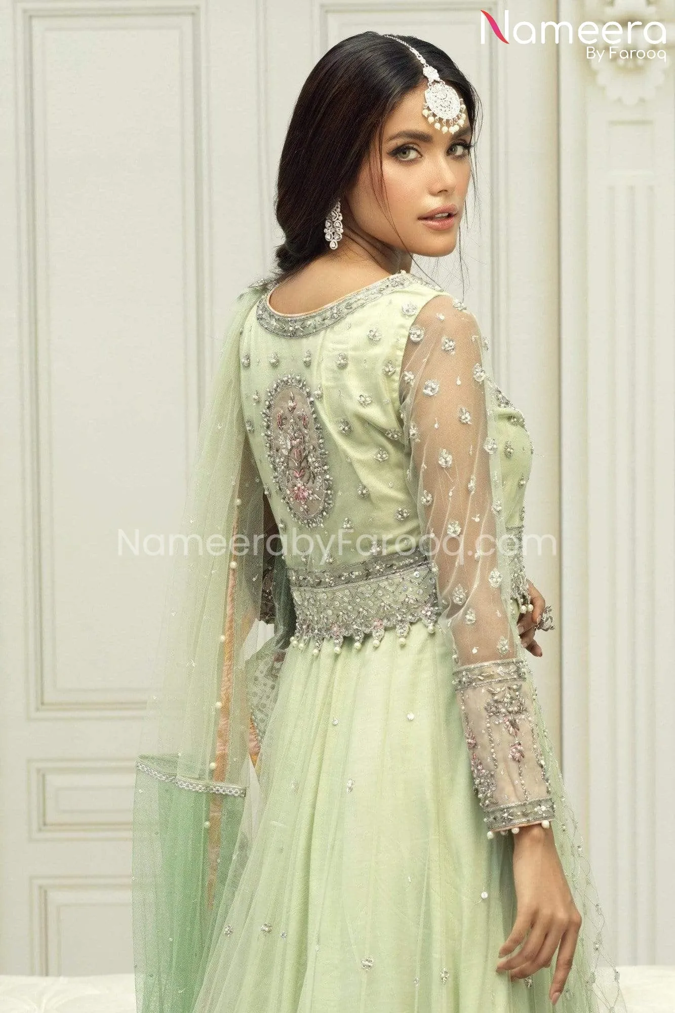 Pakistani Bridal Mint Green Lehenga Choli Dress #BS539