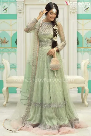 Pakistani Bridal Mint Green Lehenga Choli Dress #BS539