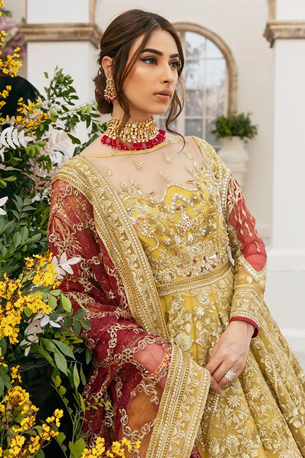 Pakistani Bridal Yellow Lehenga Frock Dress #BS848