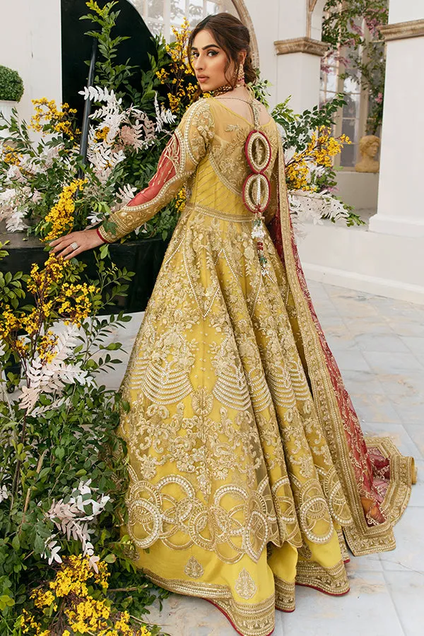 Pakistani Bridal Yellow Lehenga Frock Dress #BS848
