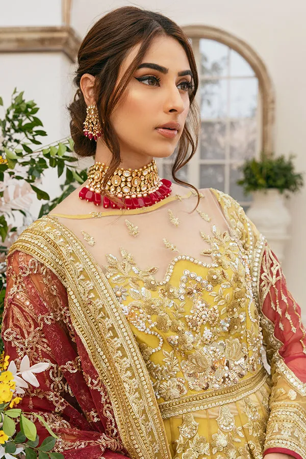 Pakistani Bridal Yellow Lehenga Frock Dress #BS848