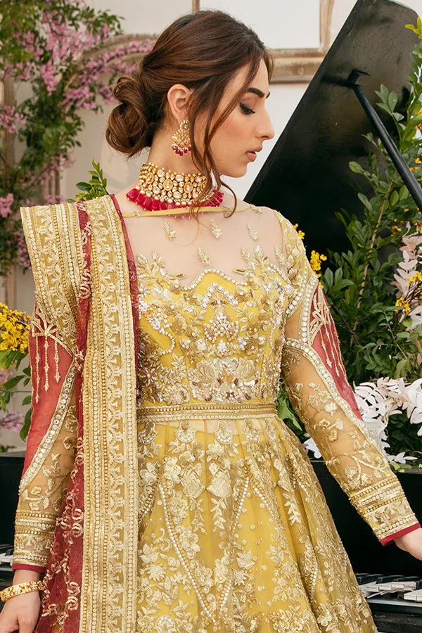 Pakistani Bridal Yellow Lehenga Frock Dress #BS848