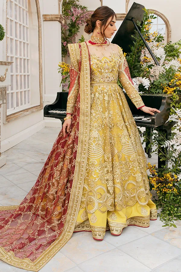 Pakistani Bridal Yellow Lehenga Frock Dress #BS848