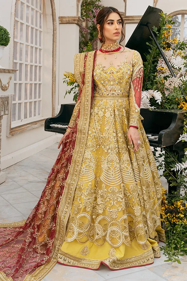 Pakistani Bridal Yellow Lehenga Frock Dress #BS848