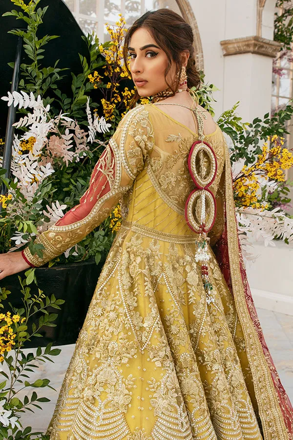 Pakistani Bridal Yellow Lehenga Frock Dress #BS848
