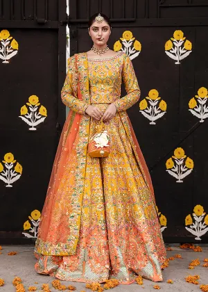 Pakistani Bridal Yellow Orange Lehenga Choli #BS790