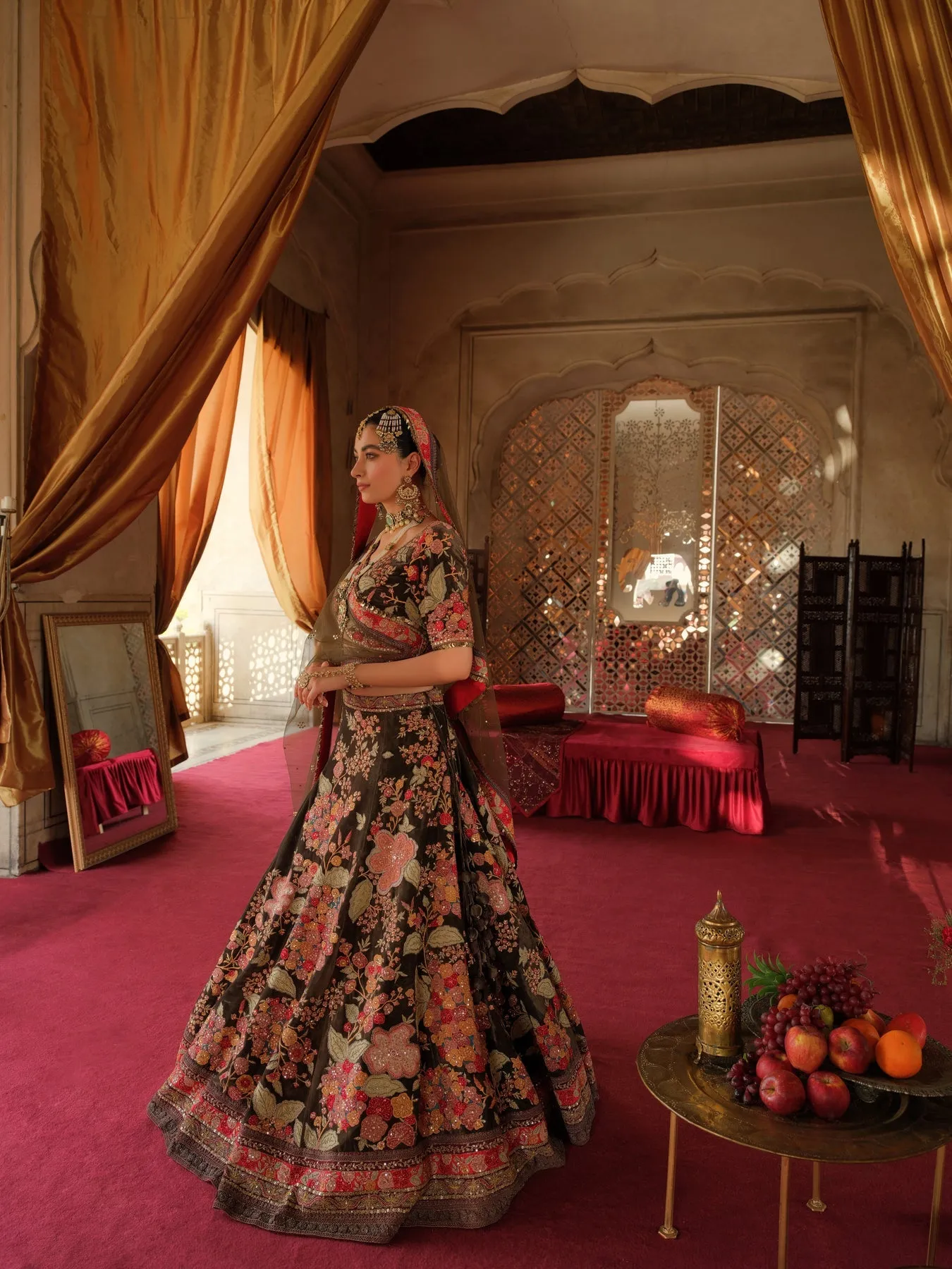 Pakistani Dress in Bridal Floral Lehenga Choli Style