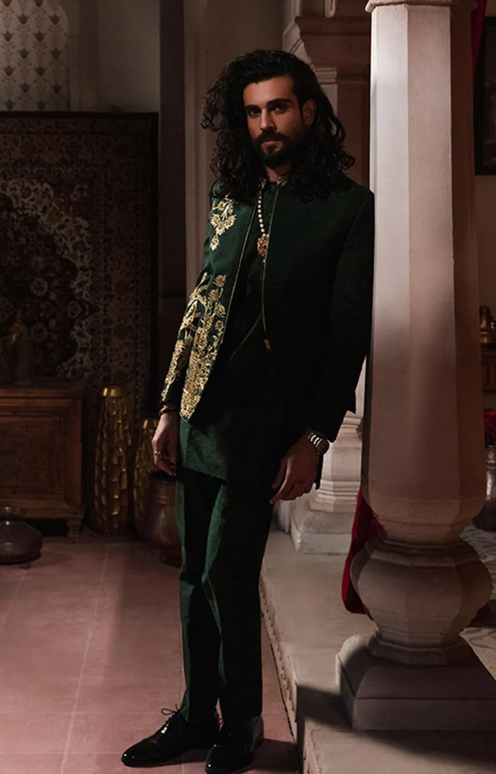 Pakistani Groom Dress in Kurta Trouser Style with Coat