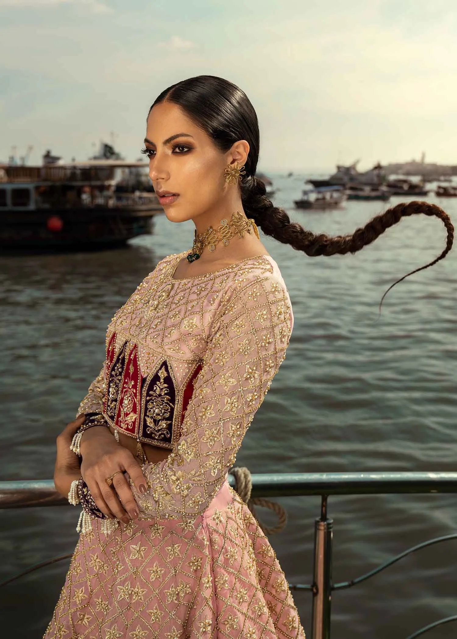 Pakistani Pastel Pink Lehenga Choli Bridal Dress #BS806
