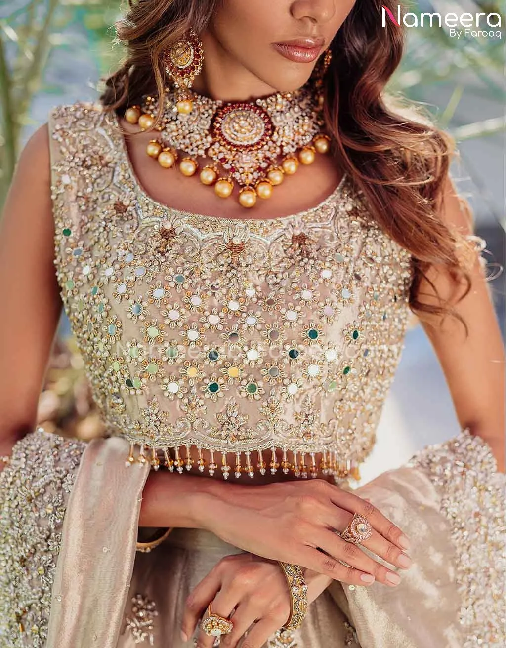 Pakistani Sleeveless Choli Bridal Lehenga Dress #BS599