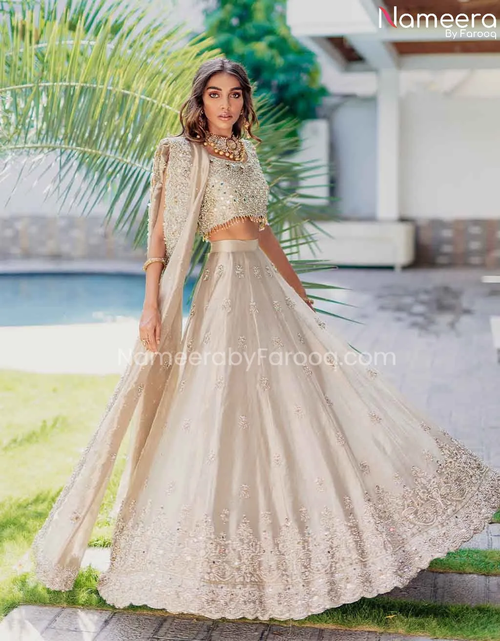 Pakistani Sleeveless Choli Bridal Lehenga Dress #BS599
