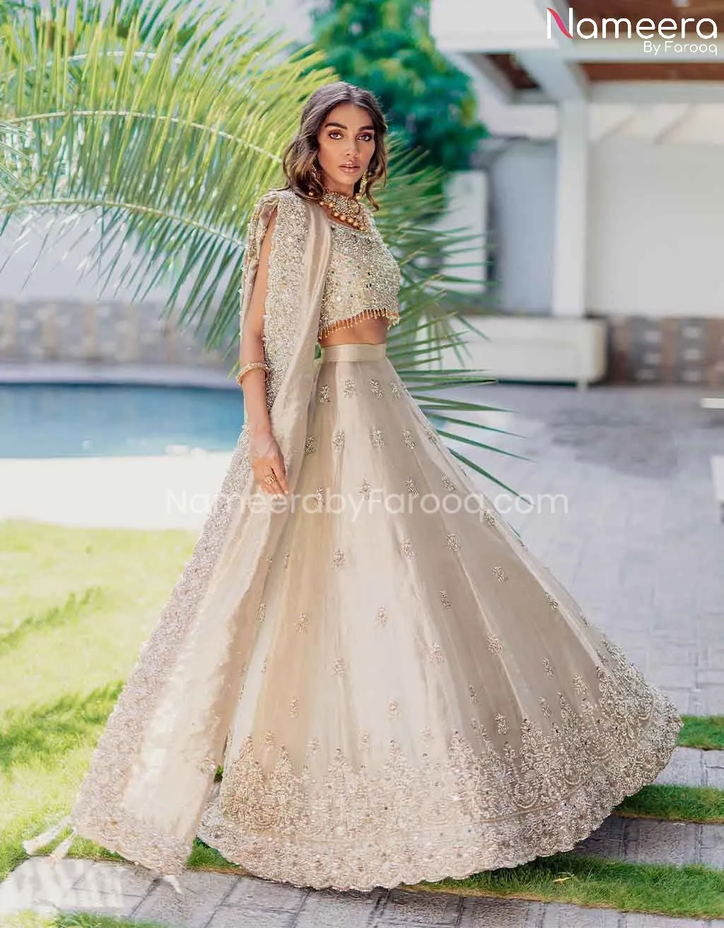 Pakistani Sleeveless Choli Bridal Lehenga Dress #BS599