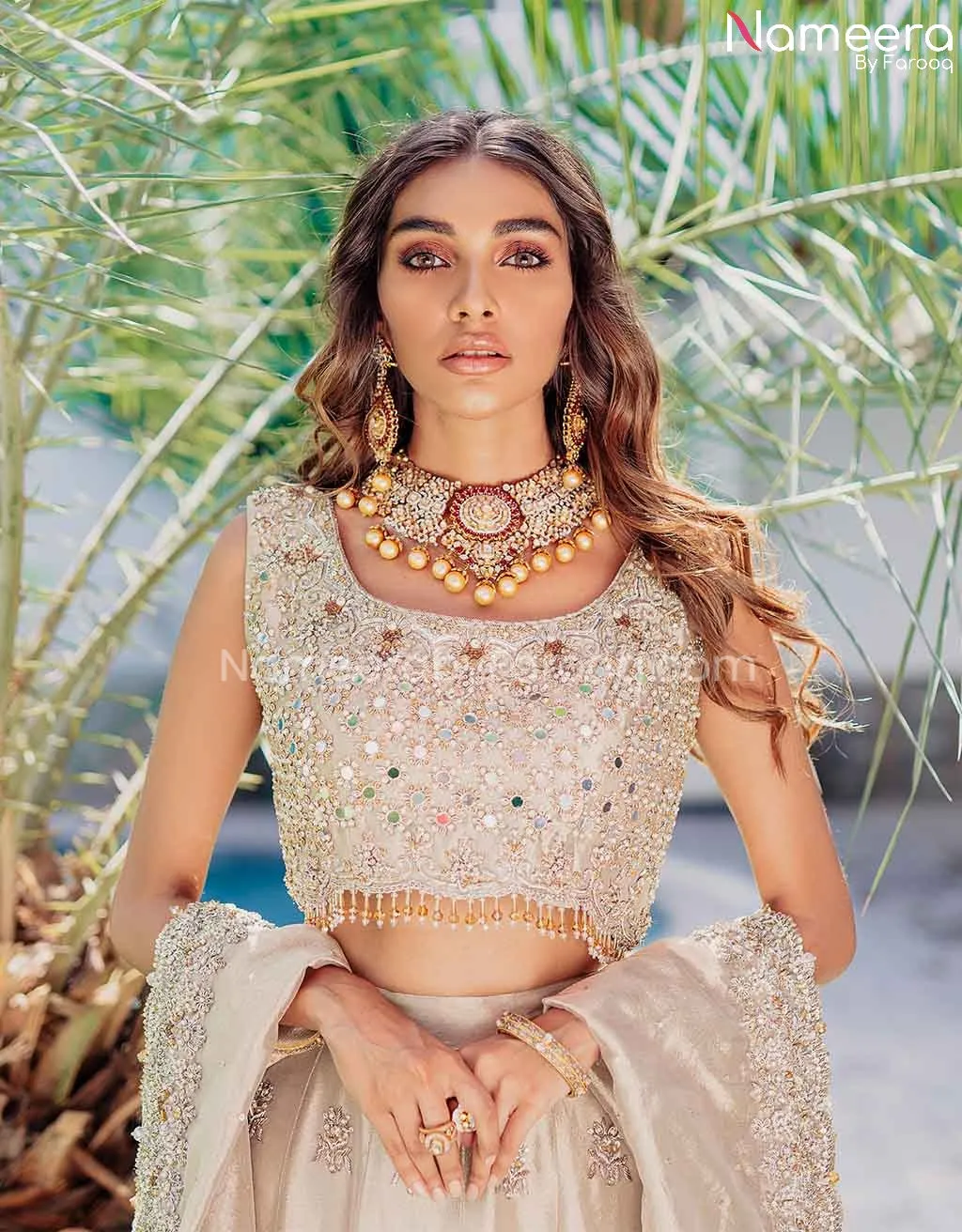 Pakistani Sleeveless Choli Bridal Lehenga Dress #BS599