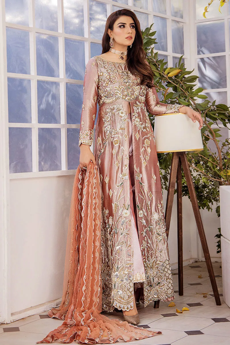 Pakistani Tea Pink Hand Embellished Bridal Gown Wedding Dress