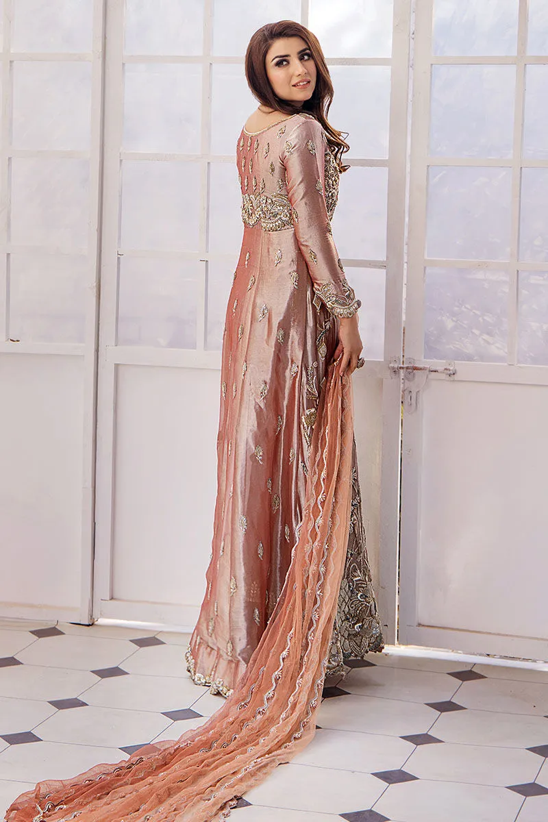 Pakistani Tea Pink Hand Embellished Bridal Gown Wedding Dress