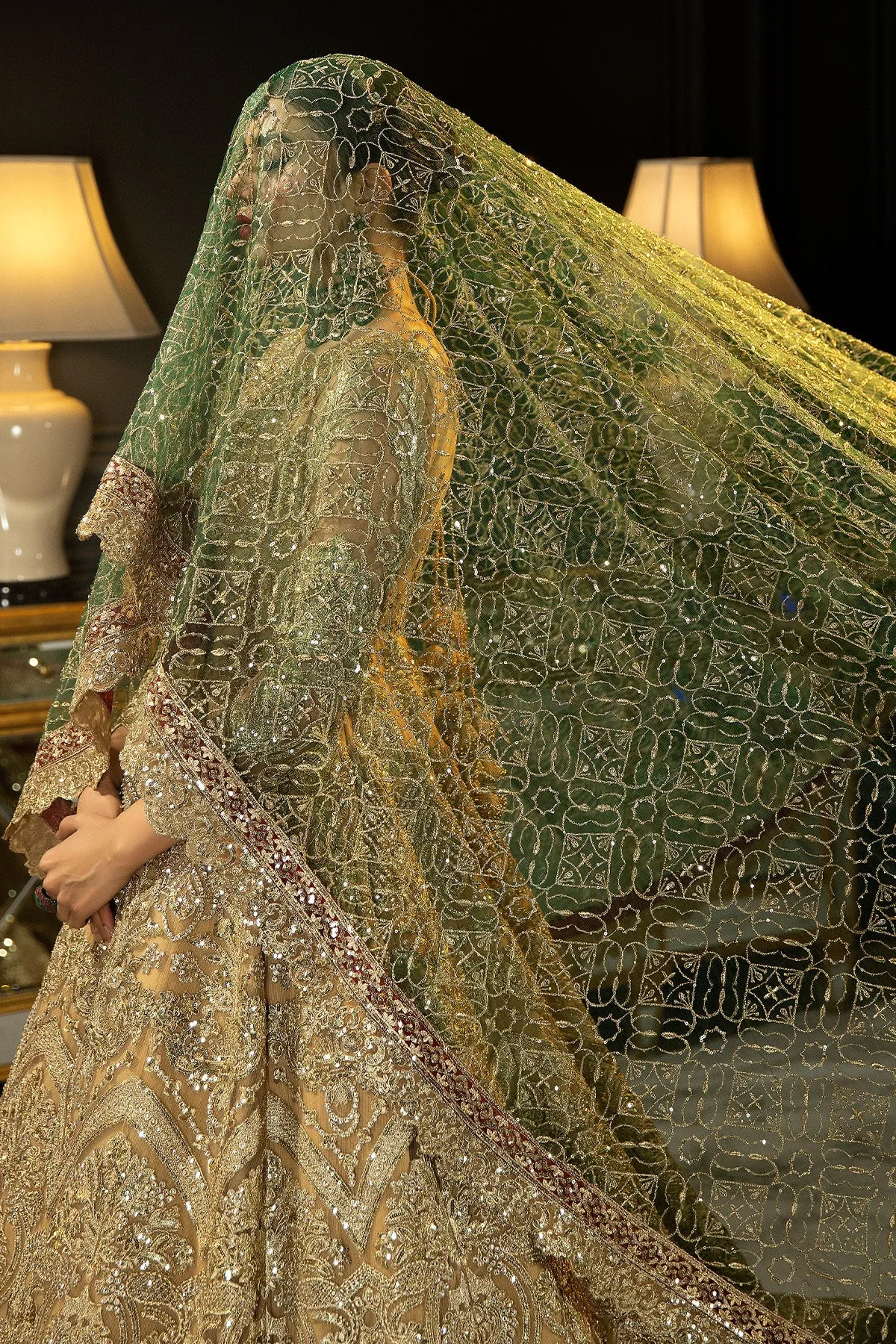 Pakistani Wedding Dress in Bridal Gown Dupatta Style