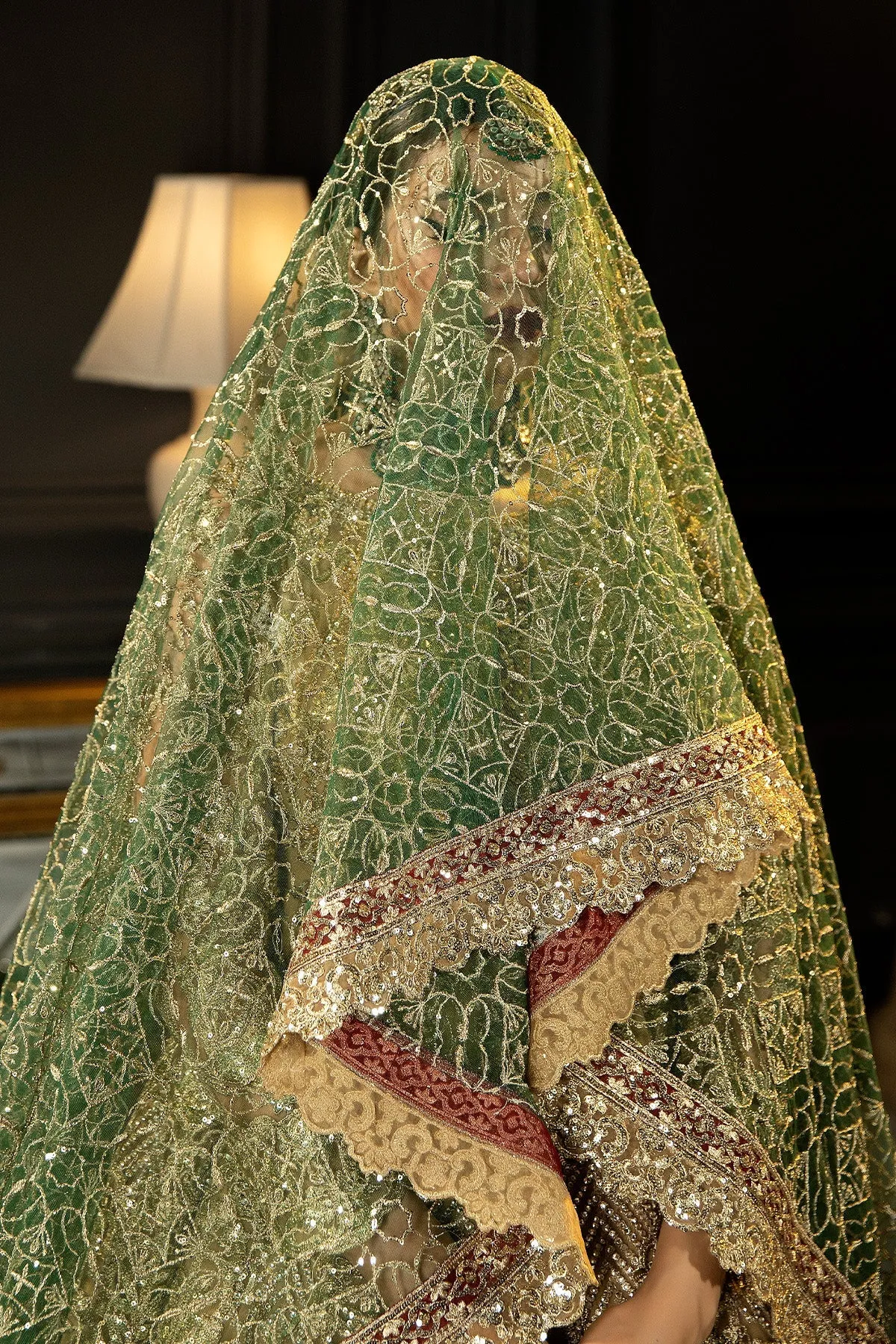 Pakistani Wedding Dress in Bridal Gown Dupatta Style