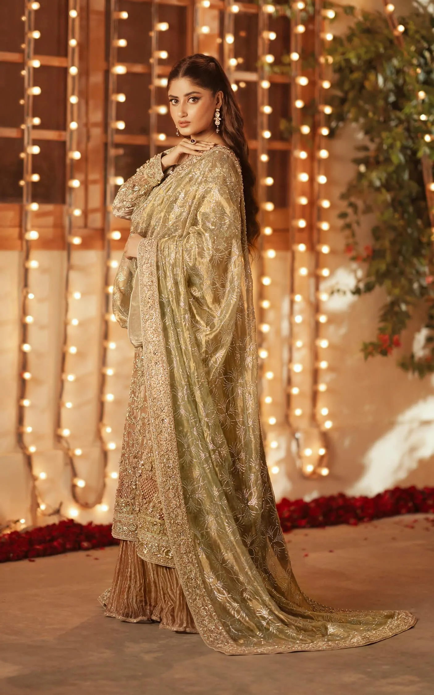 Pakistani Wedding Dress in Kameez and Sharara Style