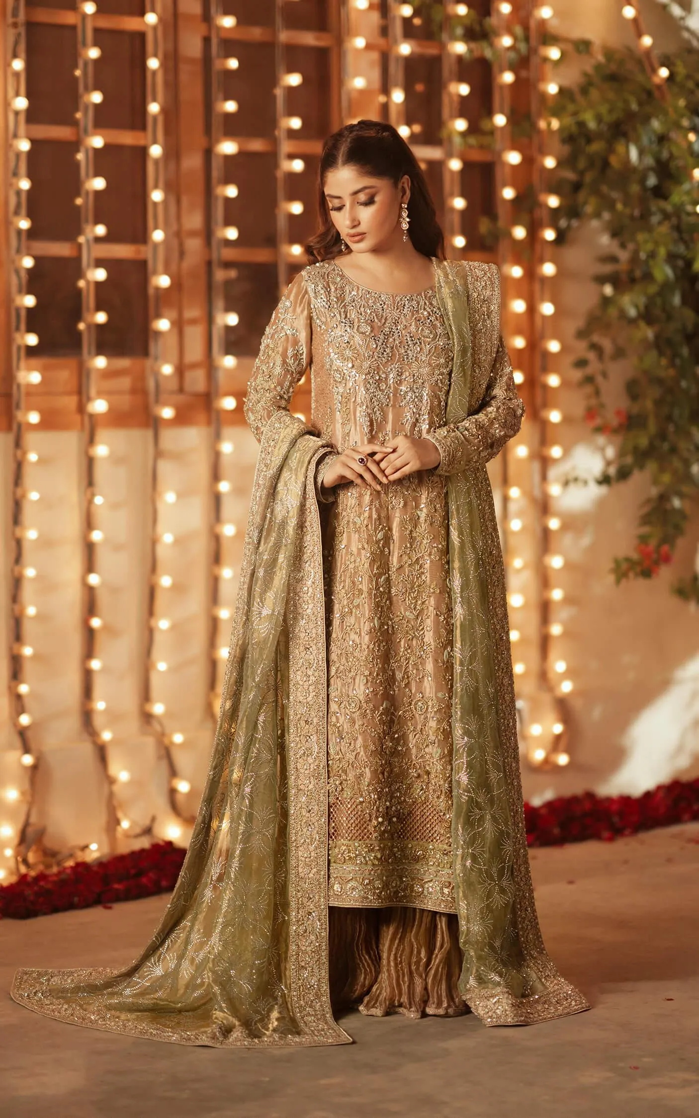 Pakistani Wedding Dress in Kameez and Sharara Style