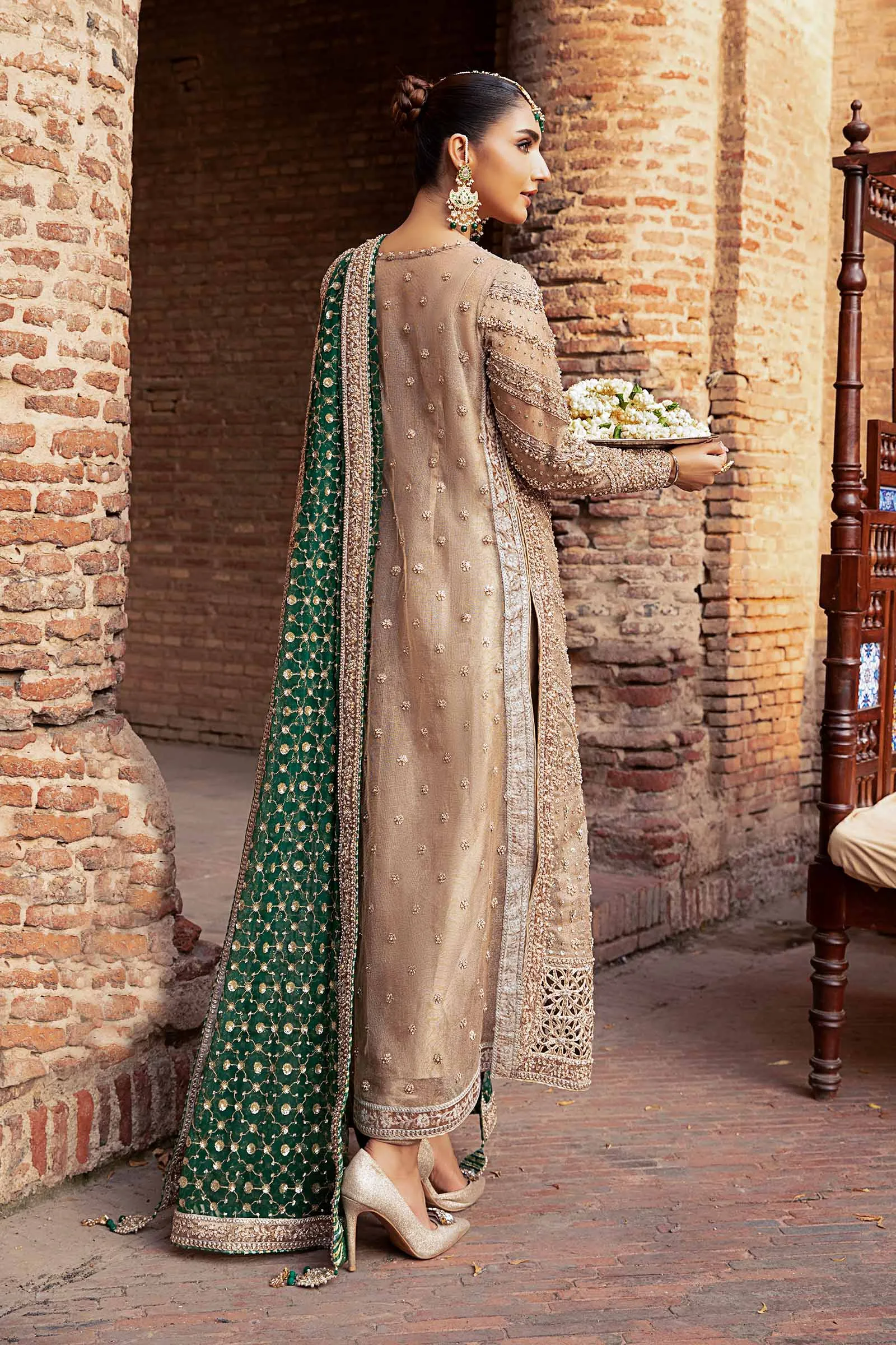 Pakistani Wedding Dress in Long Kameez Churidar Style