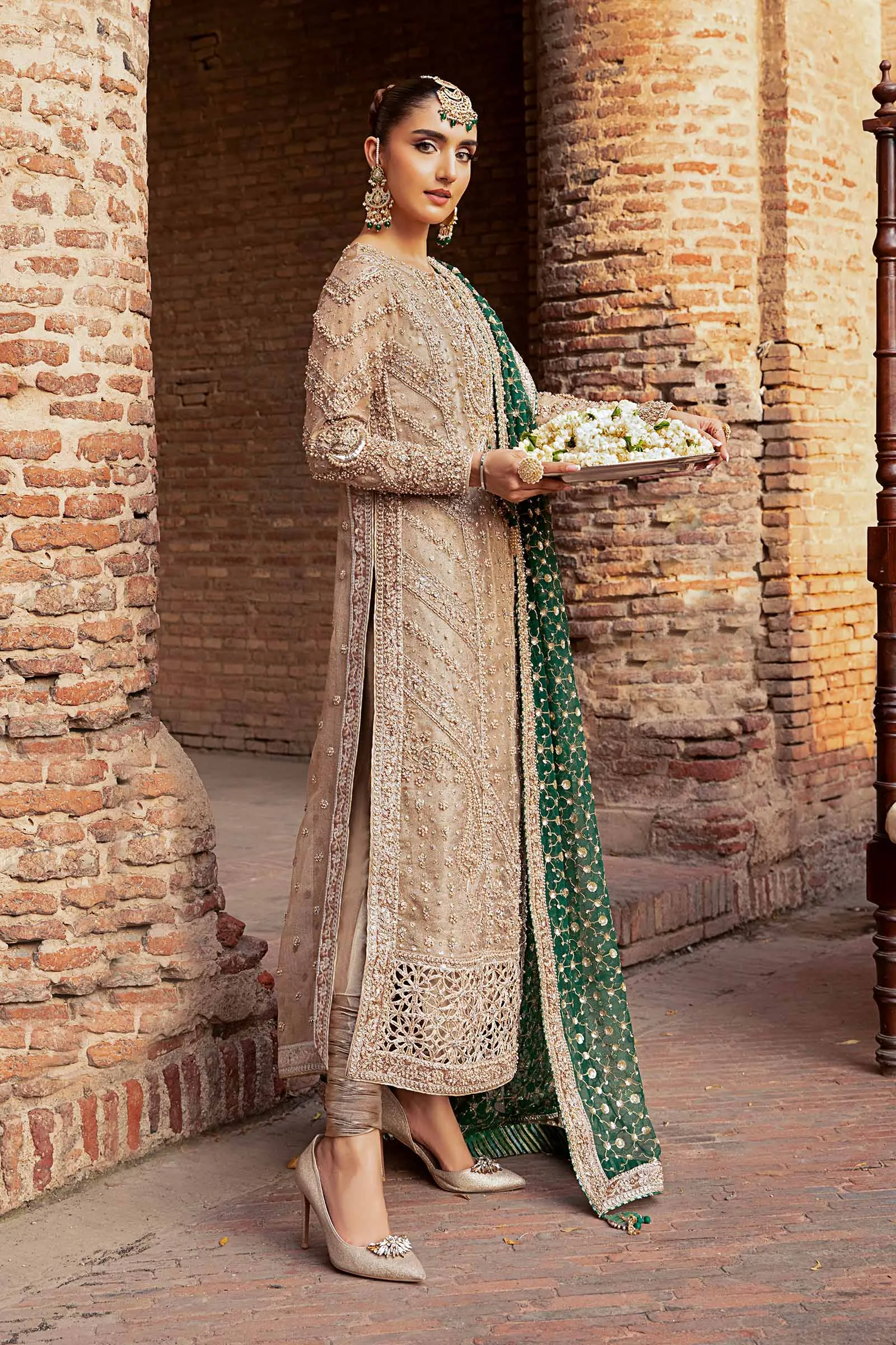 Pakistani Wedding Dress in Long Kameez Churidar Style