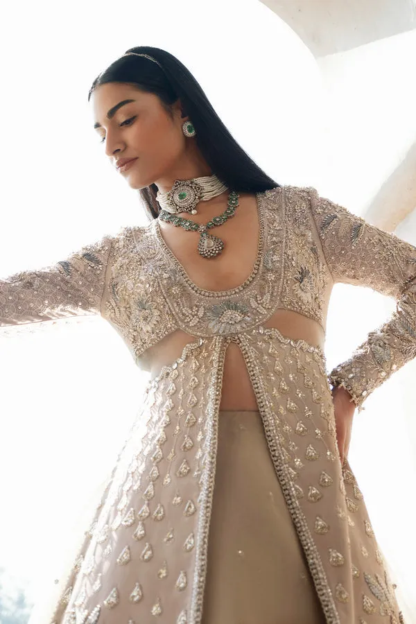 Pakistani Wedding Dress in Open Kameez Lehenga Style