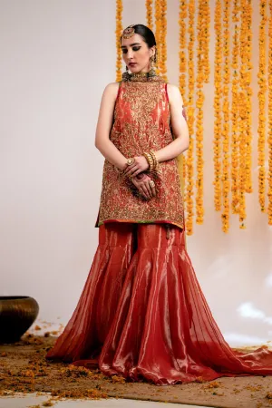 Pakistani Wedding Gharara with Short Shirt and Dupatta