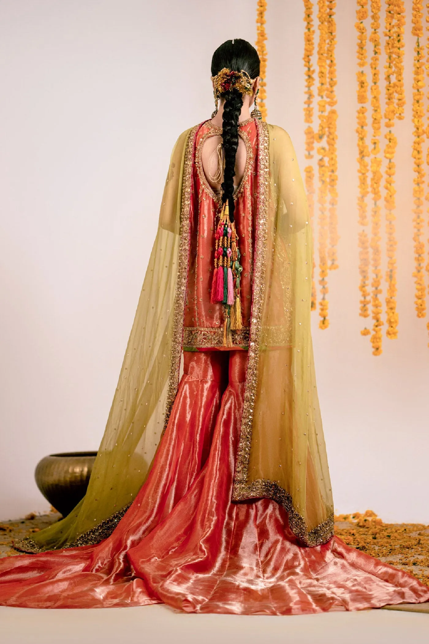 Pakistani Wedding Gharara with Short Shirt and Dupatta
