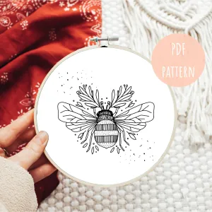 PDF Embroidery Pattern Floral Bumblebee E19