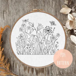 PDF Embroidery Pattern Flower Honey Bee E17