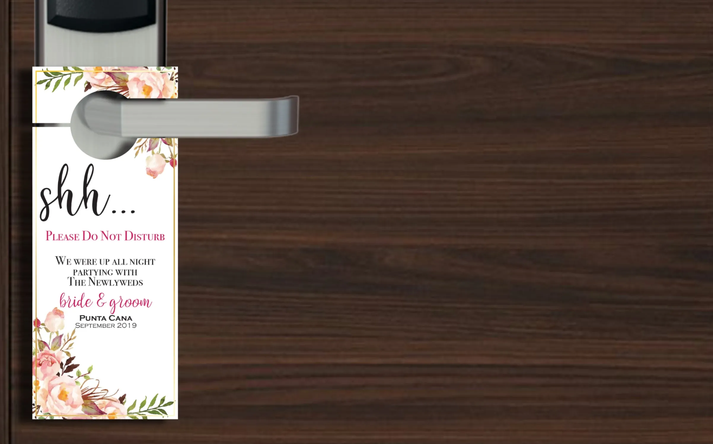 Personalized Wedding Door Hangers - Floral