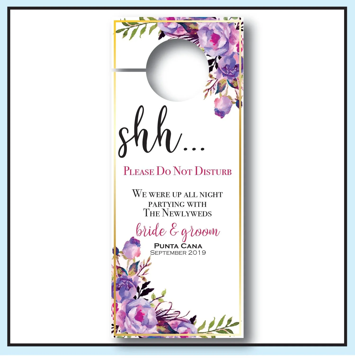 Personalized Wedding Door Hangers - Floral