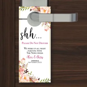 Personalized Wedding Door Hangers - Floral
