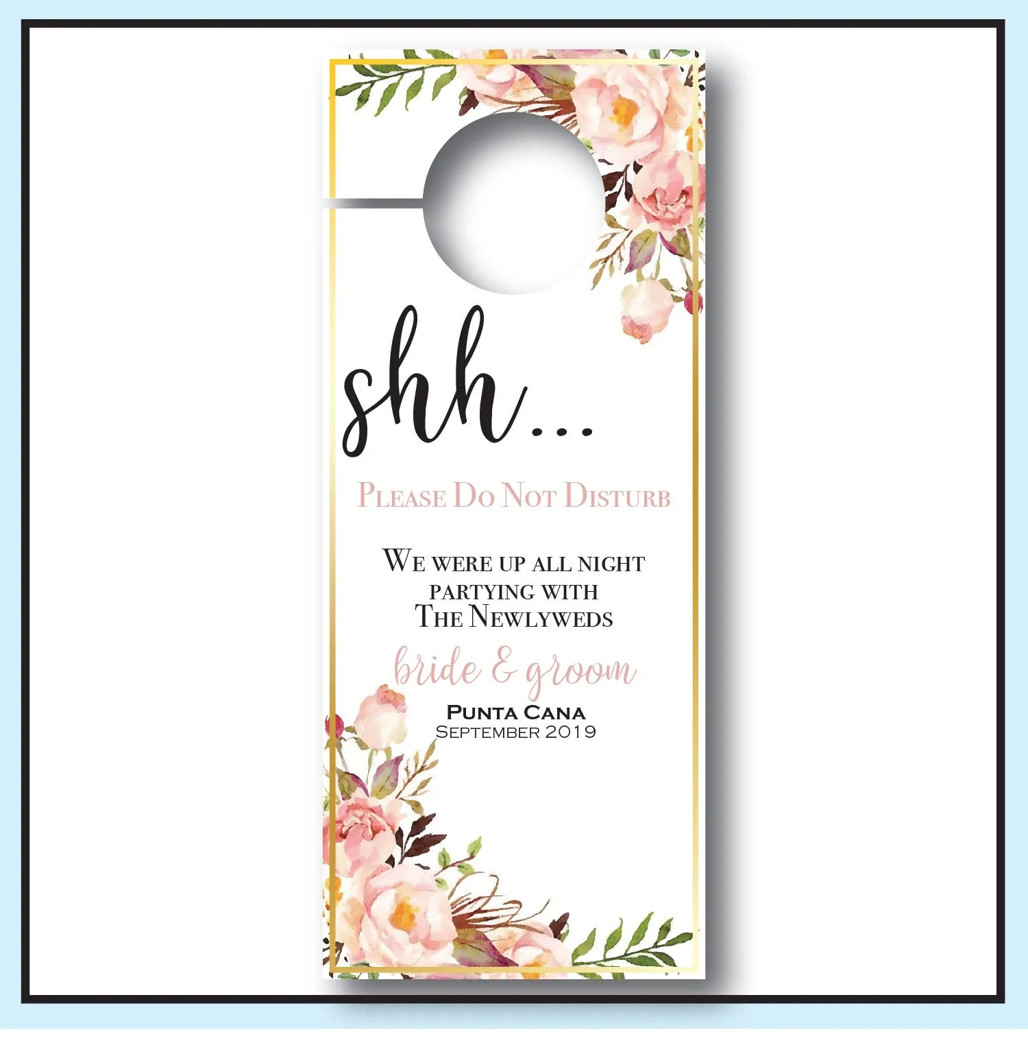 Personalized Wedding Door Hangers - Floral