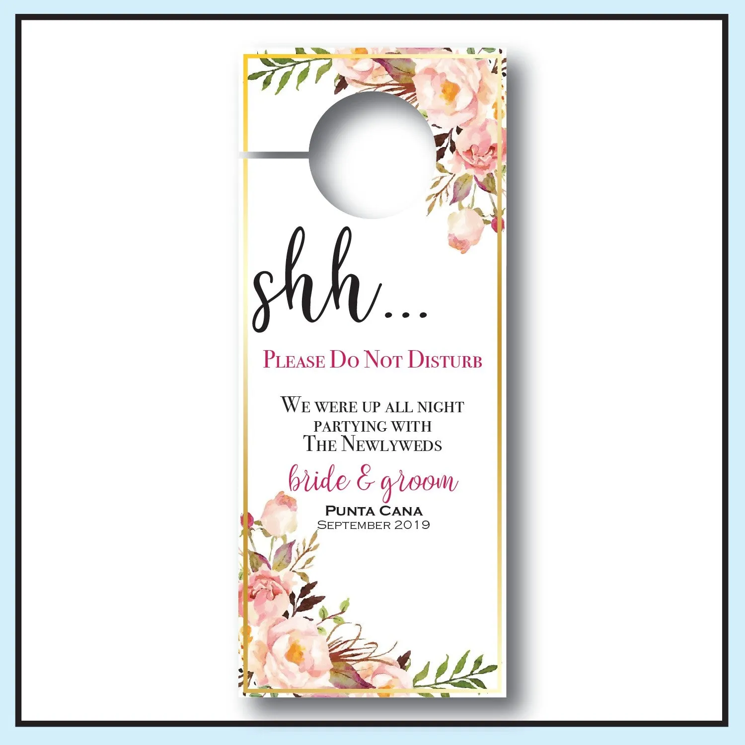 Personalized Wedding Door Hangers - Floral