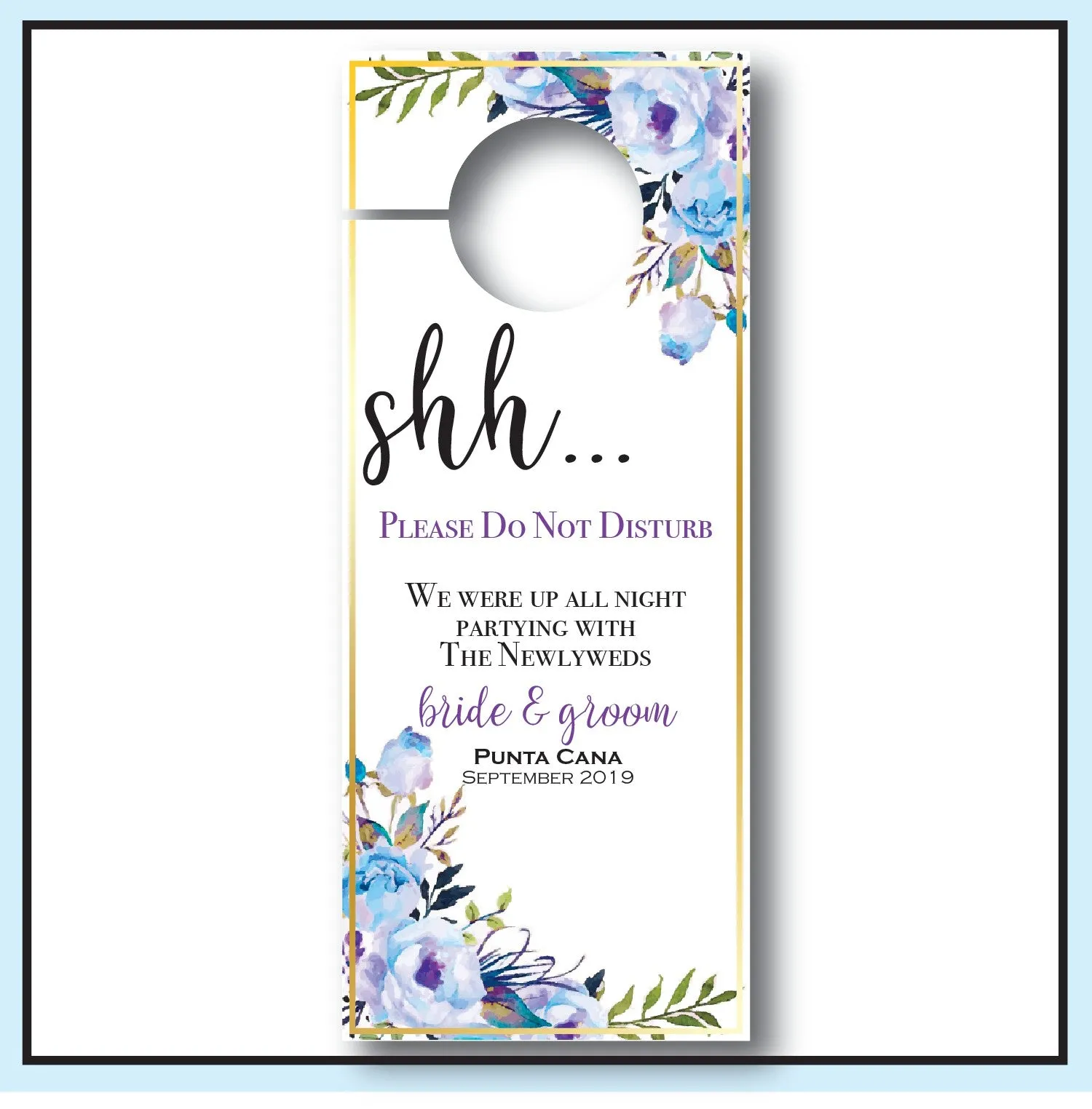 Personalized Wedding Door Hangers - Floral