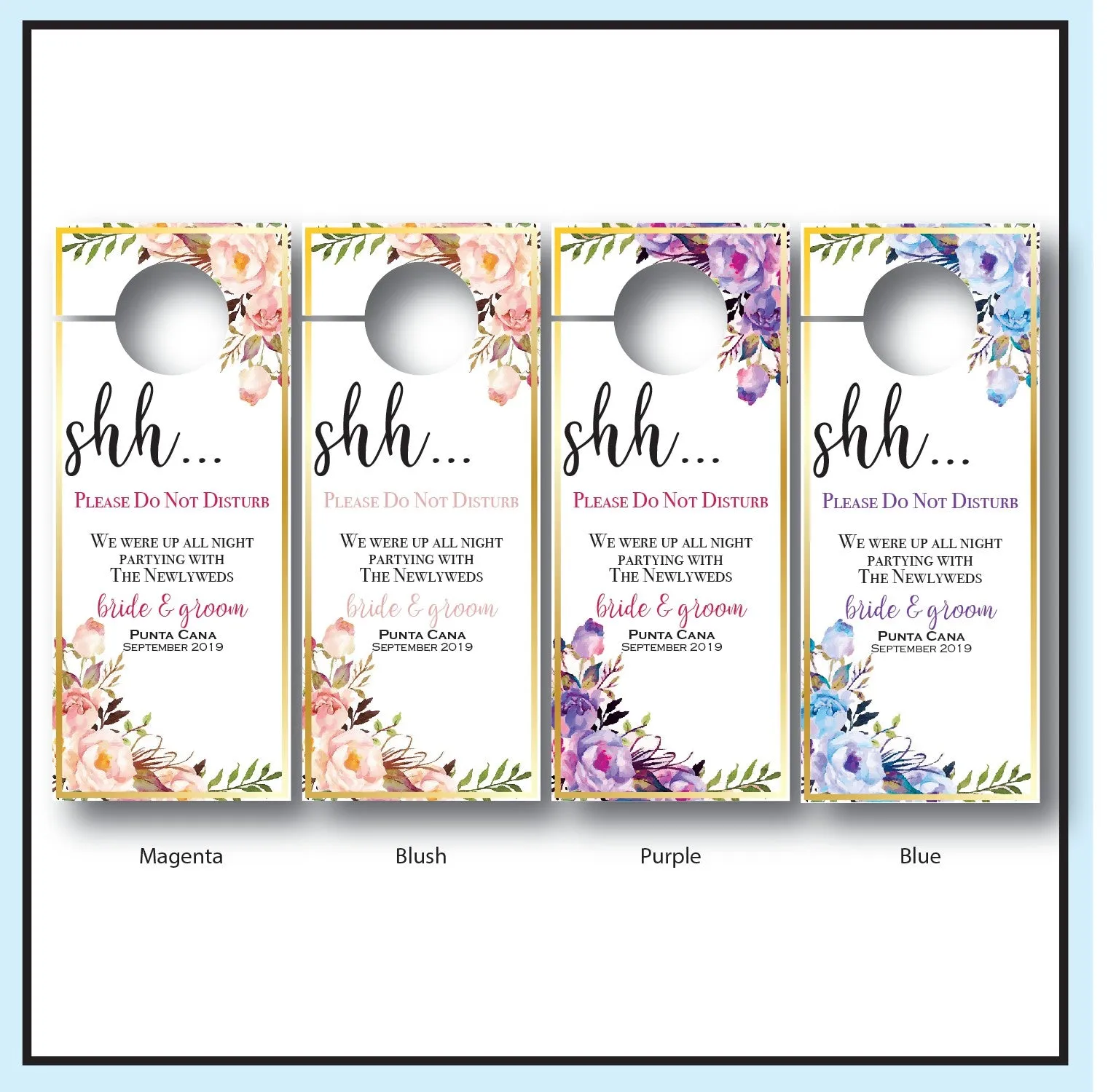Personalized Wedding Door Hangers - Floral