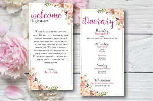 Personalized Wedding Welcome Letter & Itinerary - Floral