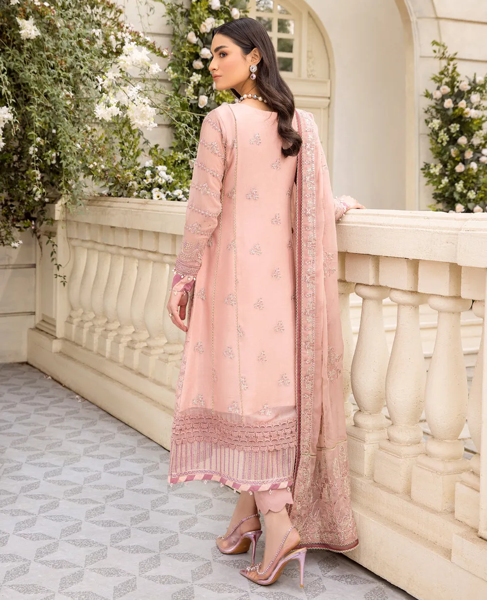 Pink Embroidered Pakistani Party Wear Salwar Kameez Dupatta