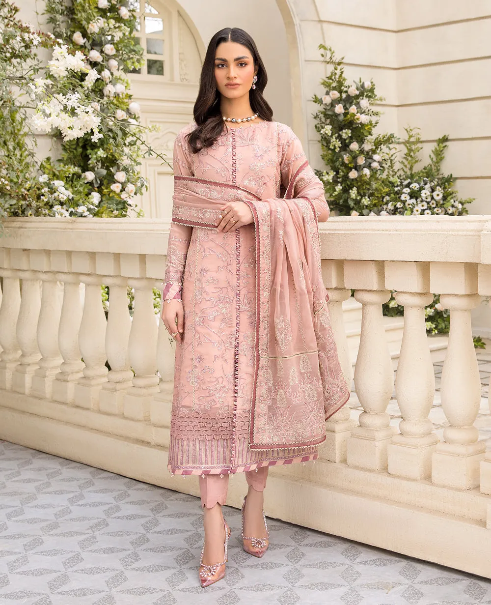 Pink Embroidered Pakistani Party Wear Salwar Kameez Dupatta