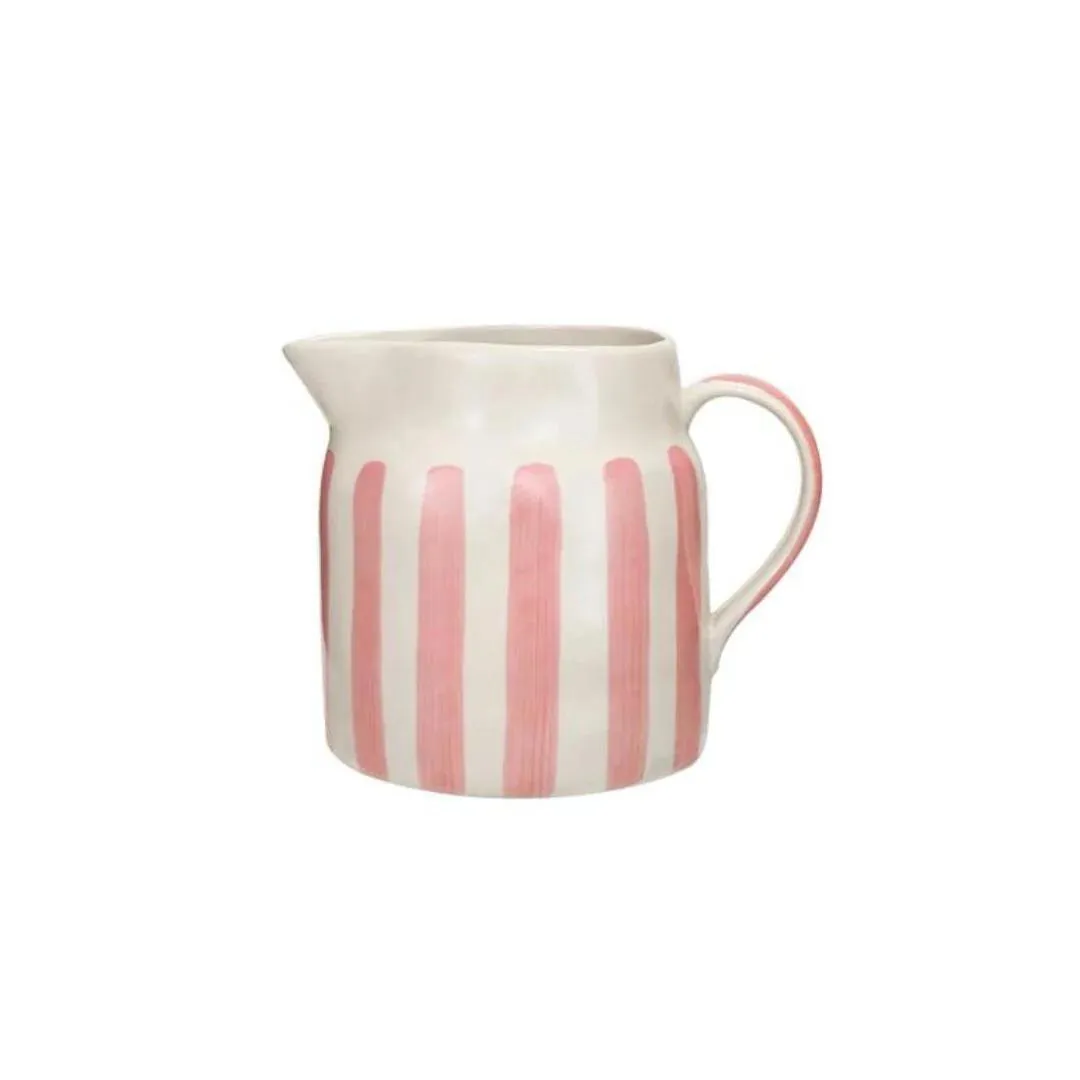 Pink Painted Stripes Pitcher
