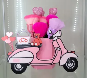 Pink Vespa Glam Brush Holder for Vanity Decor
